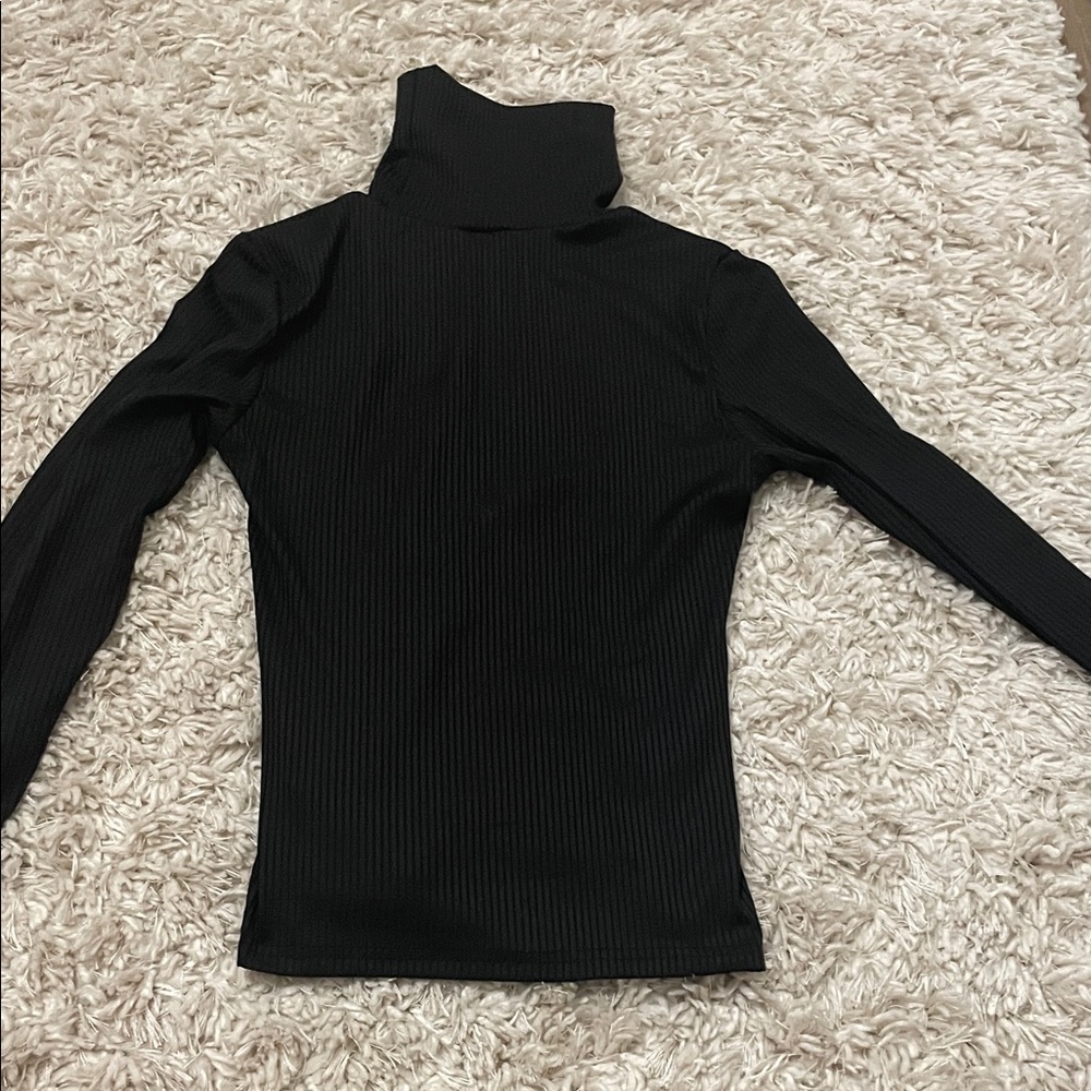 SHEIN Black Long Sleeve Ribbed Top